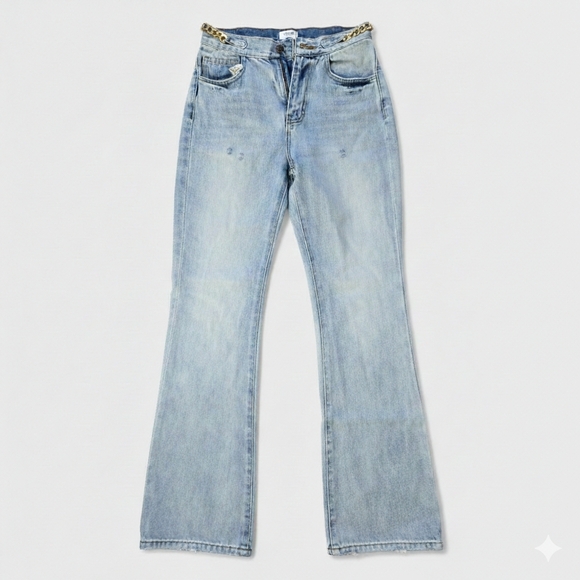 Celine Denim - Celine Light Blue Wide Leg Distressed Jeans